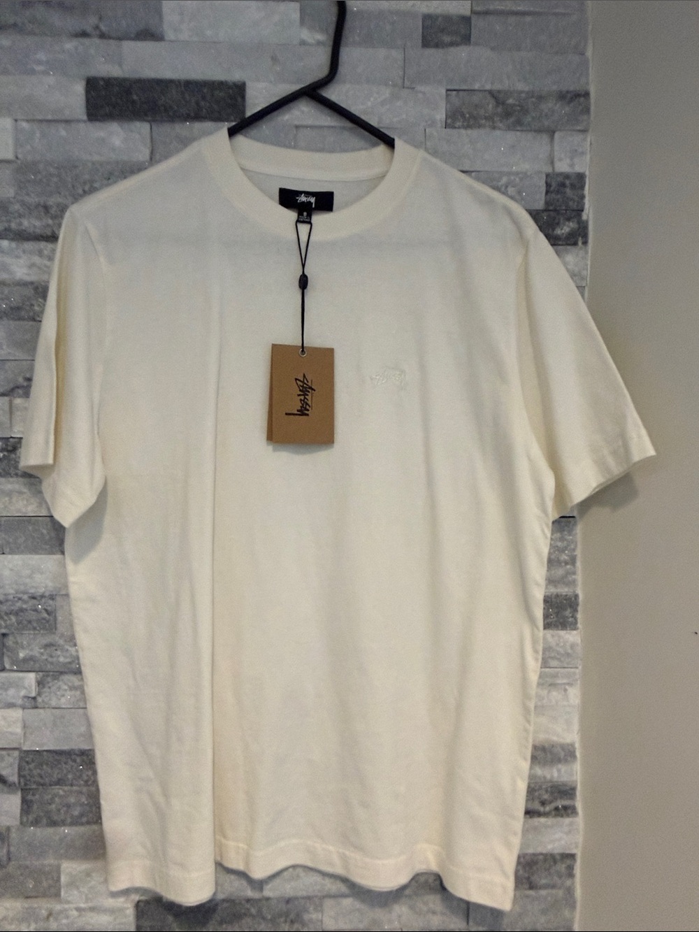 Stussy men's stock logo short sleeve crew cotton tshirt new with tags size small